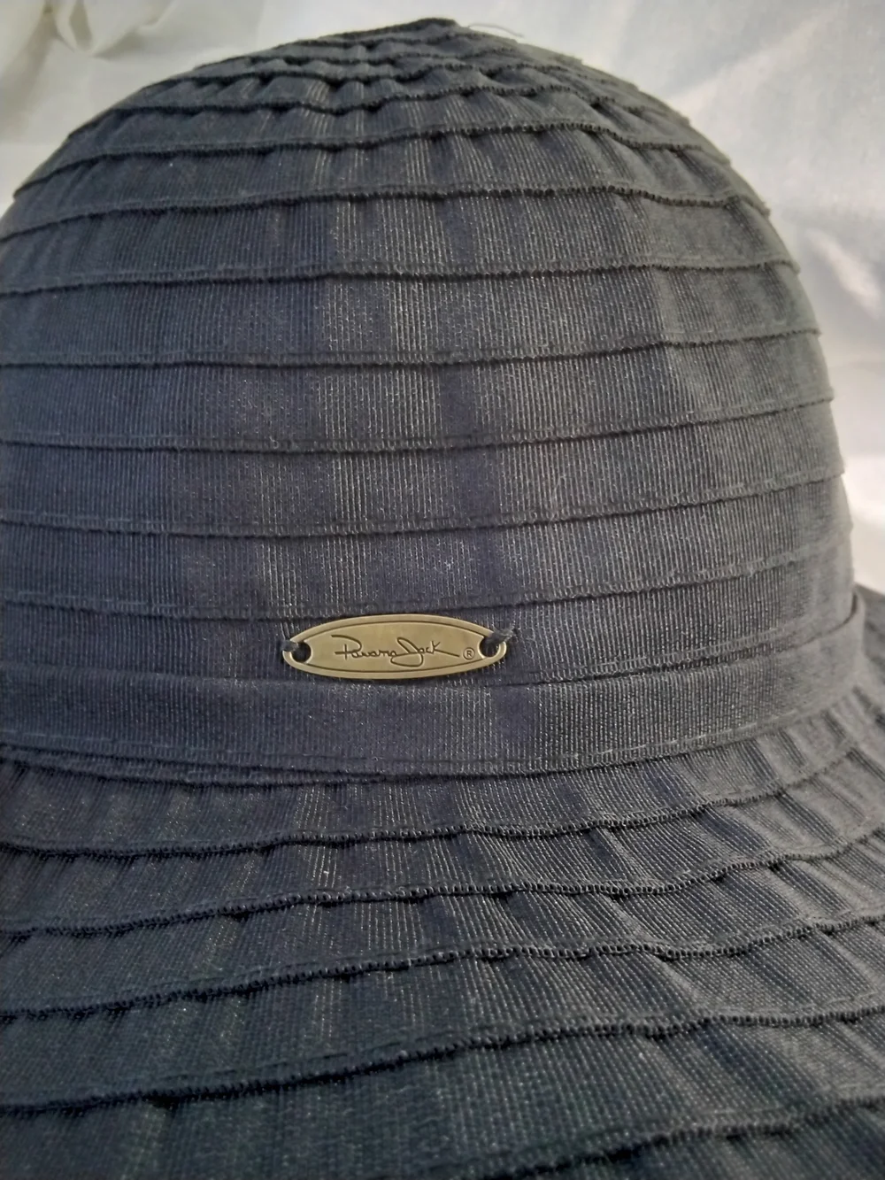Panama Jack Black Wide-Brim Sun Hat with Decorative Band